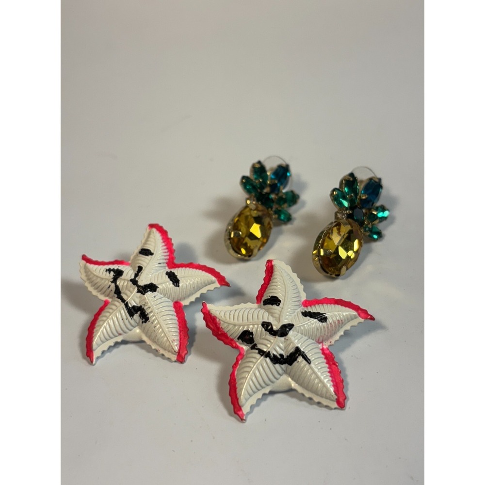 Pierced Novelty Vacation Earrings Fashion Pineapple Starfish - Picture 2 of 4